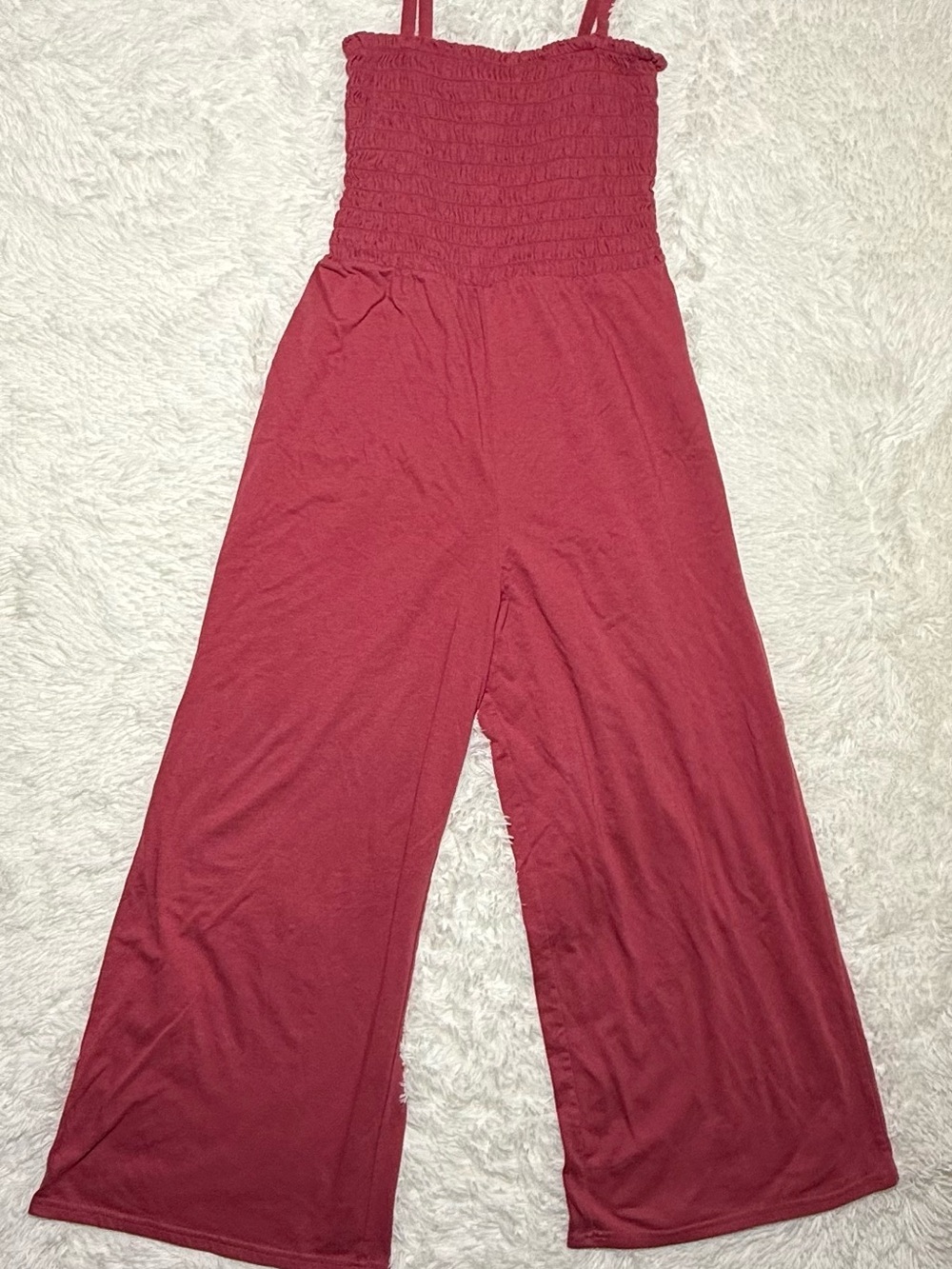 GAP Women's Smocked Wide Leg Jumpsuit Rose Pink Size S Cotton Blend - Picture 2 of 6